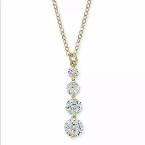 Cubic zirconia 4 Drop Pendant Necklace, Gold Tone